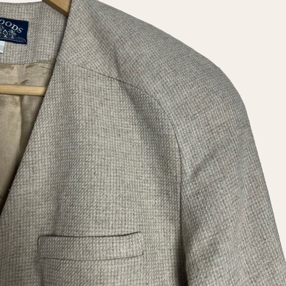 Vintage E.H. Woods Wool Blend Double Breasted Beige Blazer Jacket Size 12 - Picture 6 of 9